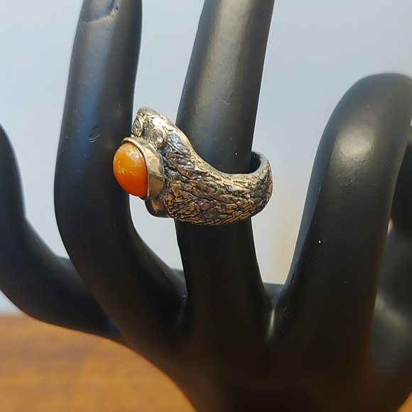 Handmade Mexican 925 Silver Ring w/Mexican Fire Opal - Picture 5 of 5